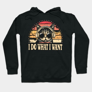 I Do What I Want Funny Cat Men Women Cute Retro Vintage Hoodie